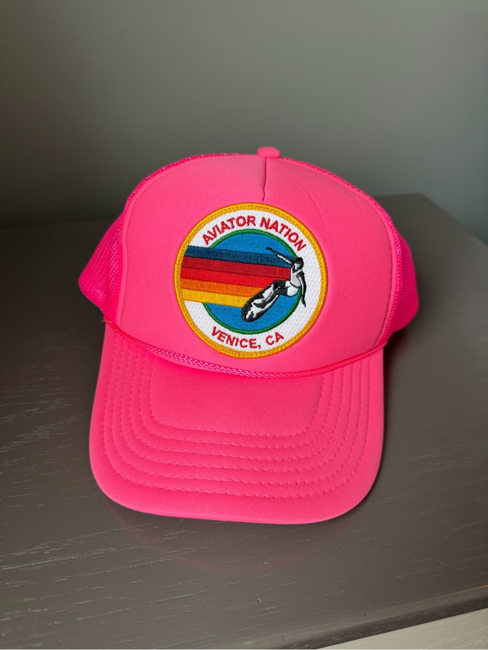 Aviator Nation Neon Pink Logo Trucker Hat